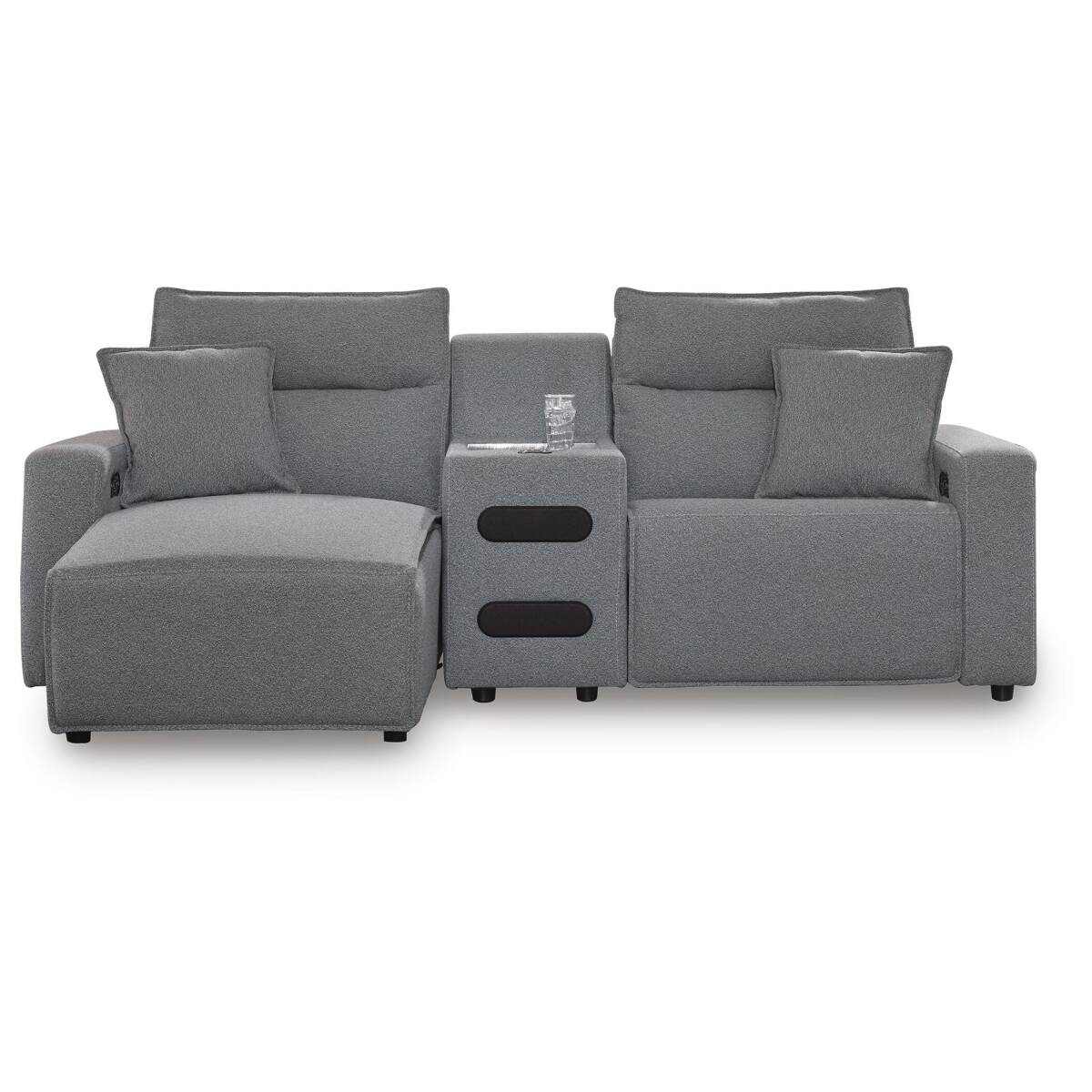 d87dc89cdd512378530e8071eaa2a351 Modmax II 3-Piece Power Reclining Sectional with Chaise and Audio Console - Image 1