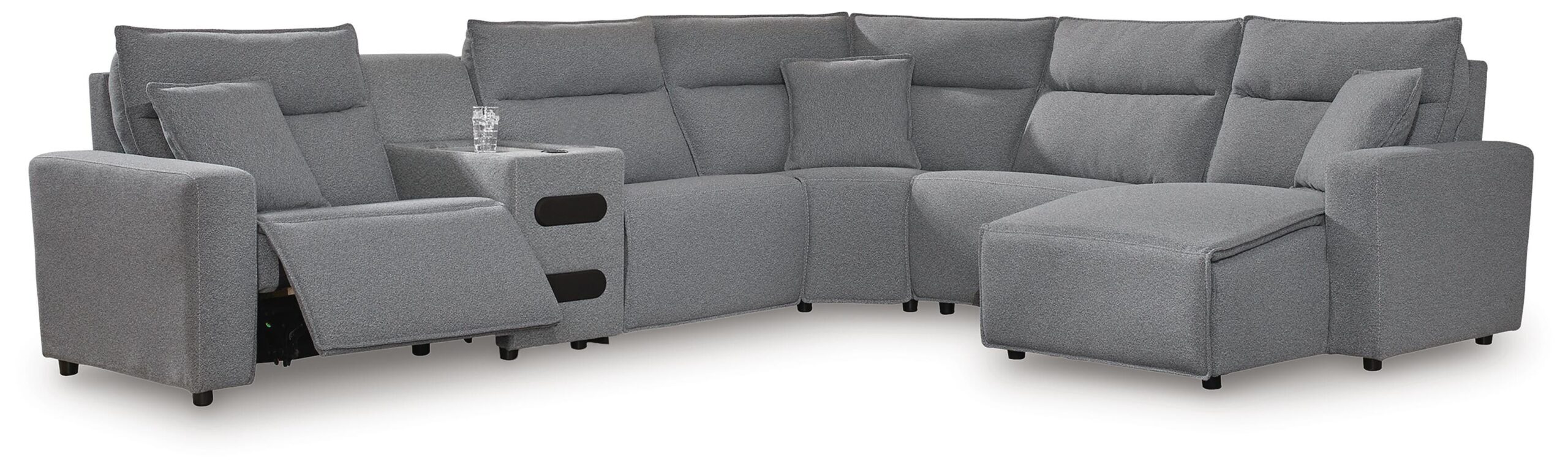 d8953c12b52f839ab0ab8347b5f167ac Modmax II 6-Piece Reclining Sectional with Chaise and Audio Console - Image 1