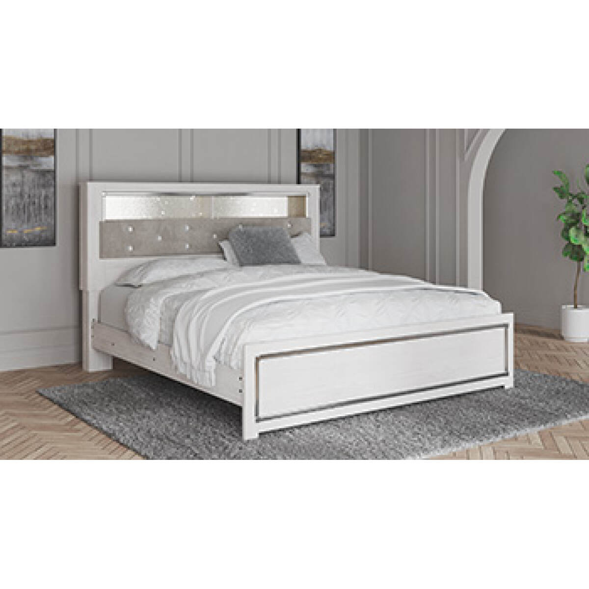 d8a5aa86b315a11cd0580e80784ea18d Altyra King Upholstered Panel Bookcase Headboard - Image 1