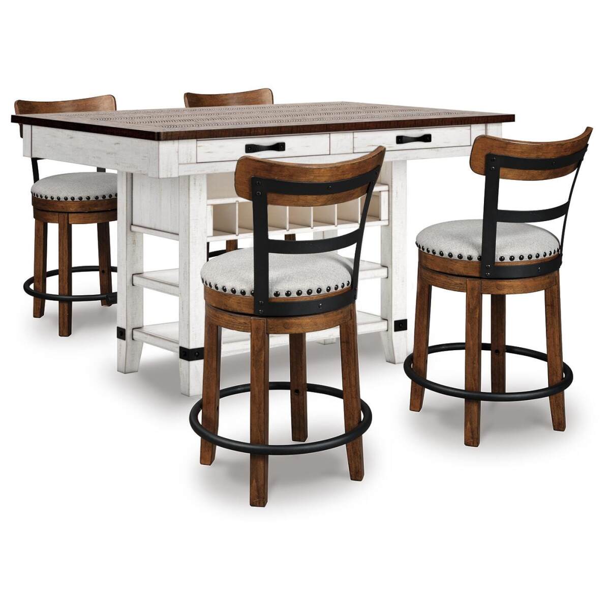 d904621ea359d0bd9bec6f00ffc10a77 Valebeck Counter Height Dining Table and 4 Barstools - Image 1