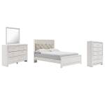 Altyra Queen Upholstered Panel Bed, Dresser, Mirror, and Chest
