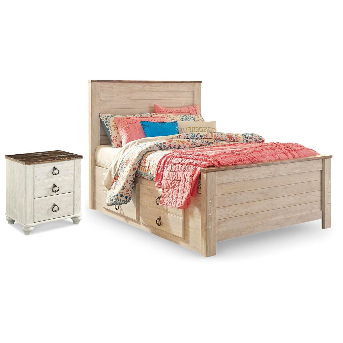 daea21a75547b0a805f10a78c30aa007 Willowton Full Panel Bed with Storage and Nightstand - Image 1