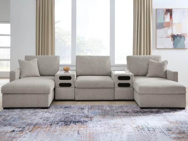 ModMax Luxe 5-Piece Double Chaise Sectional with Audio Consoles - Image 3