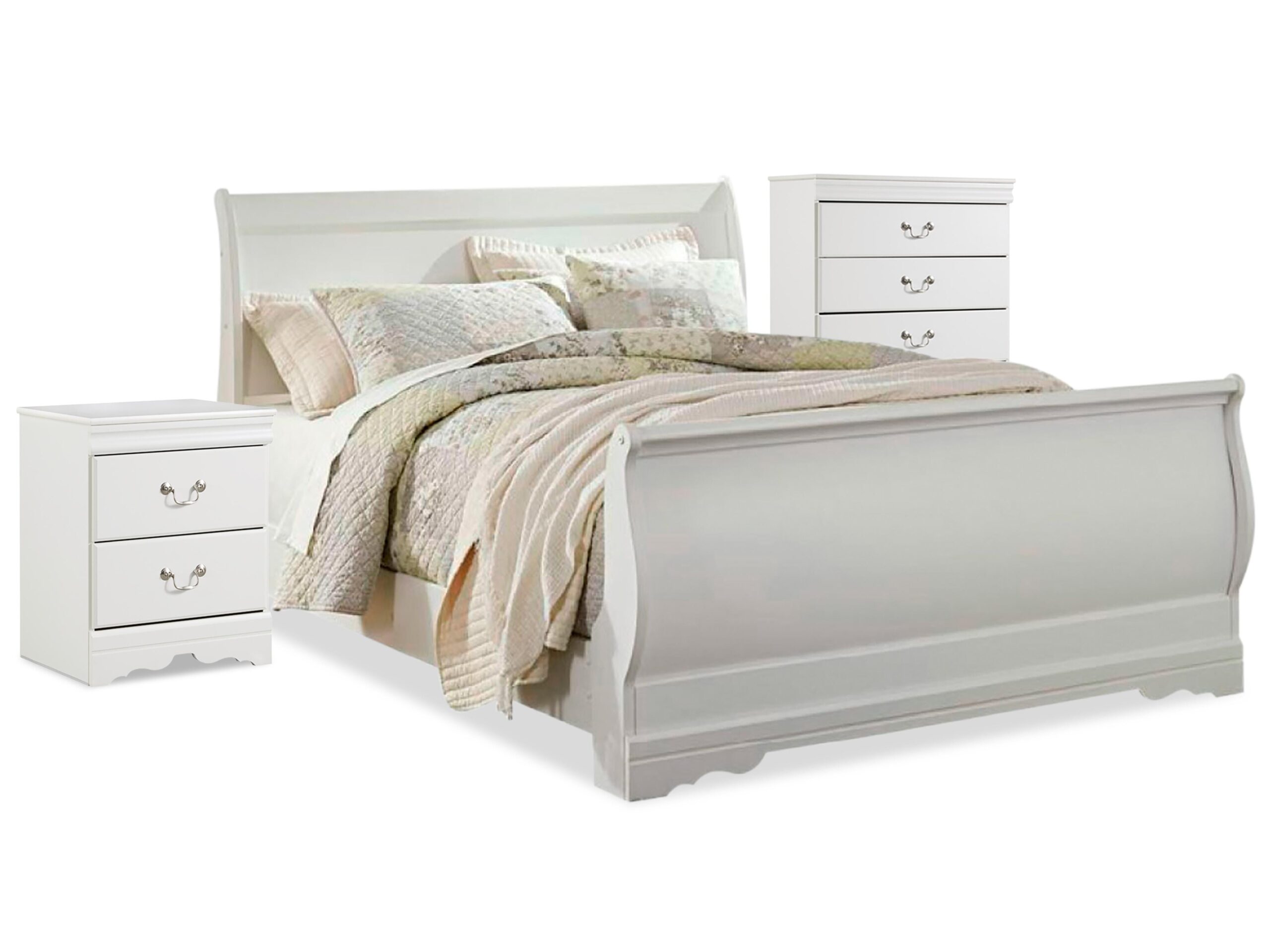 dccc9abf6fd64c79c57a86c30c6369c9 Anarasia Queen Sleigh Bed with Chest of Drawers and Nightstand - Image 1