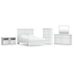 Bostwick Shoals Queen Panel Bed with Mirrored Dresser, Chest and 2 Nightstands