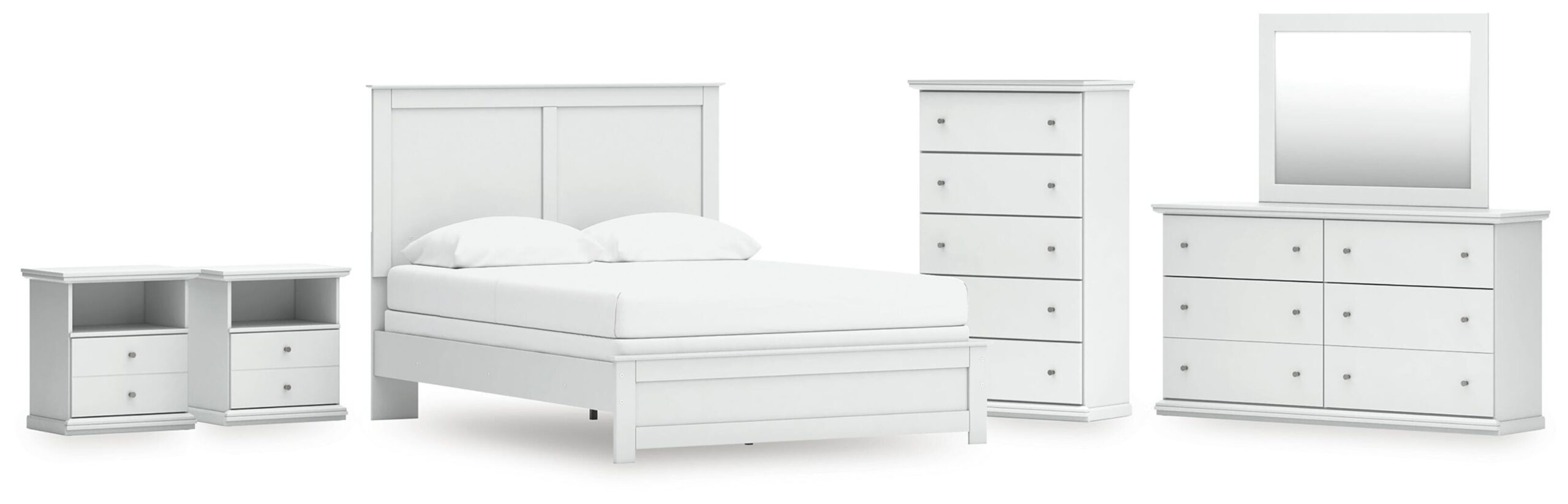 dce48b473cb4108ccf5cb334073c861b Bostwick Shoals Queen Panel Bed with Mirrored Dresser, Chest and 2 Nightstands - Image 1