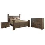 Juararo California King Poster Bed, Dresser and 2 Nightstands