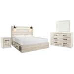 Cambeck King Panel Bed with Storage, Dresser, Mirror and Nightstand