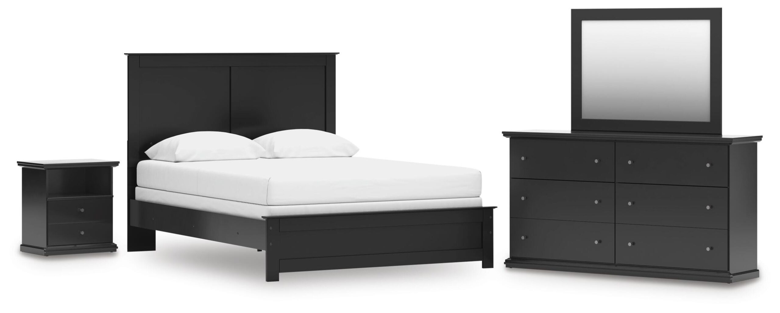 e064fe3625332042e838e47a892c4e4f Maribel Queen Panel Bed with Dresser, Mirror and Nightstand - Image 1