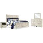 Bellaby King Crossbuck Panel Bed, Dresser, Mirror, and Nightstand