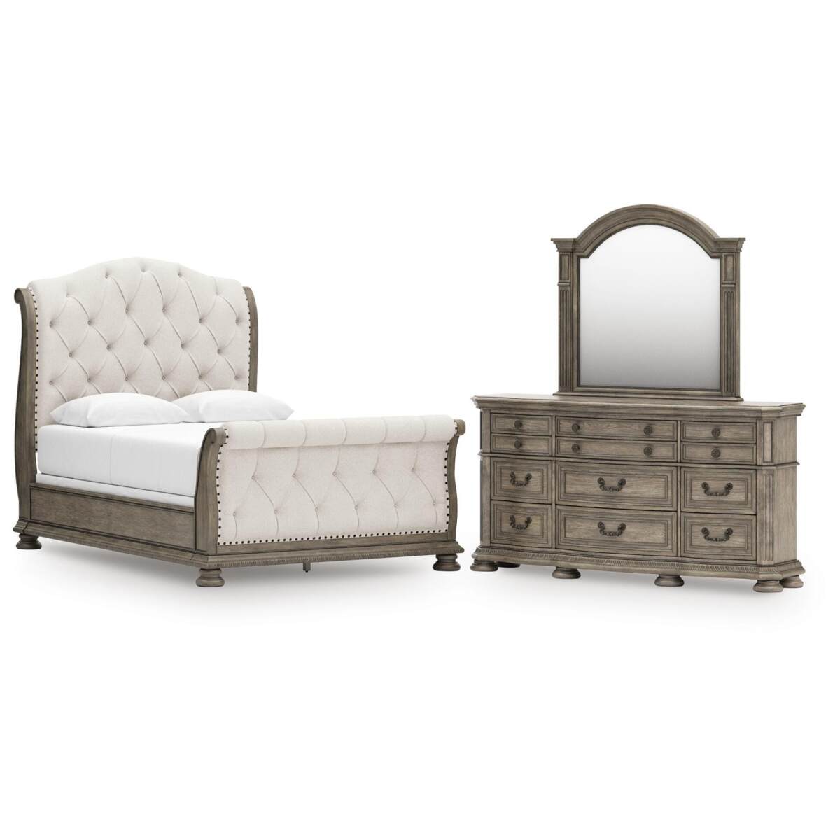 e1ede34303523cf2472b0e34d6b9cb8d Ardenfield Queen Upholstered Sleigh Bed, Dresser and Mirror - Image 1