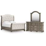 Ardenfield Queen Upholstered Sleigh Bed, Dresser and Mirror