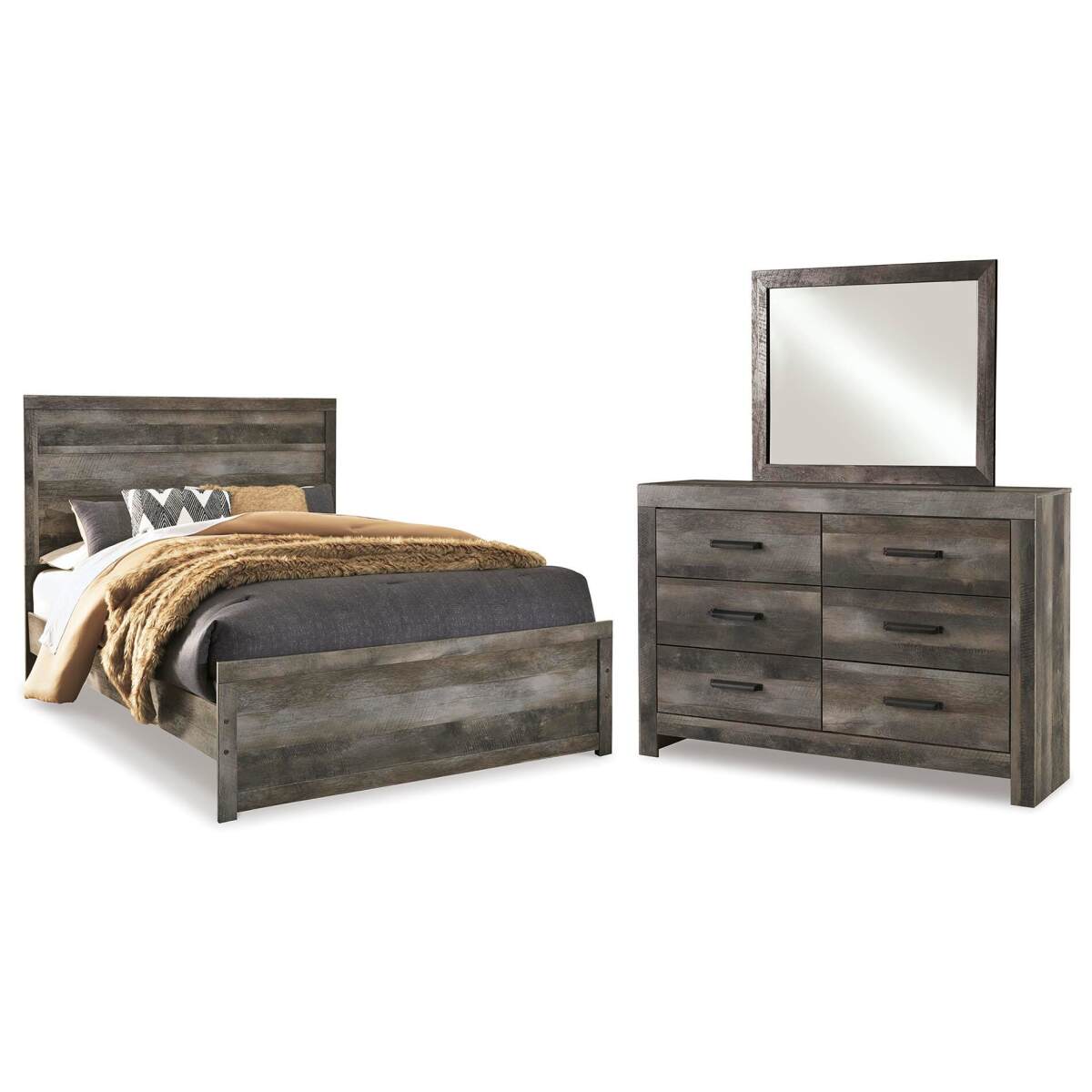 e1f4691b9abf75df3f719733fc2b49f9 Wynnlow Queen Panel Bed, Dresser and Mirror - Image 1