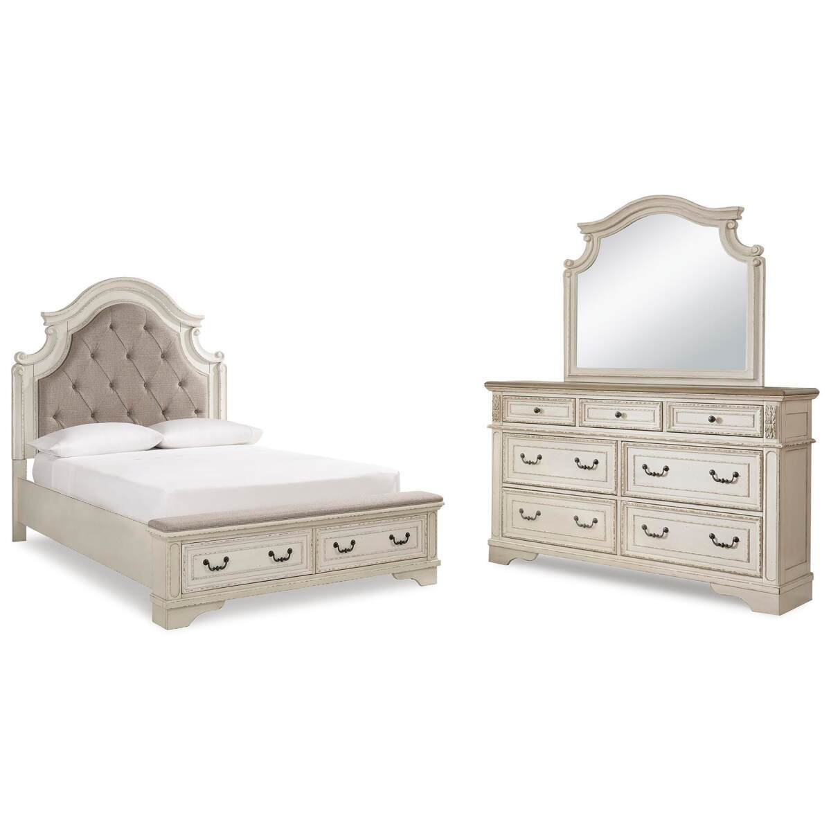 e2af8f84935f2af897f3ddb736af21c5 Realyn Queen Storage Bed, Dresser and Mirror - Image 1