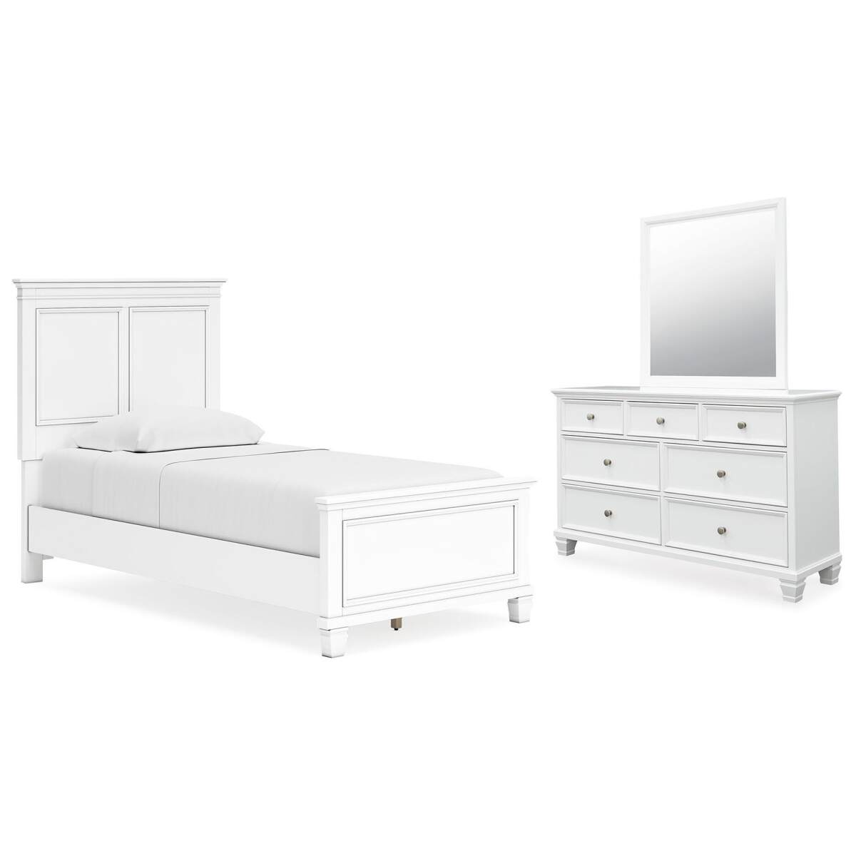 e3068b2062f7fde4236c963d061385fa Fortman Twin Panel Bed, Dresser and Mirror - Image 1