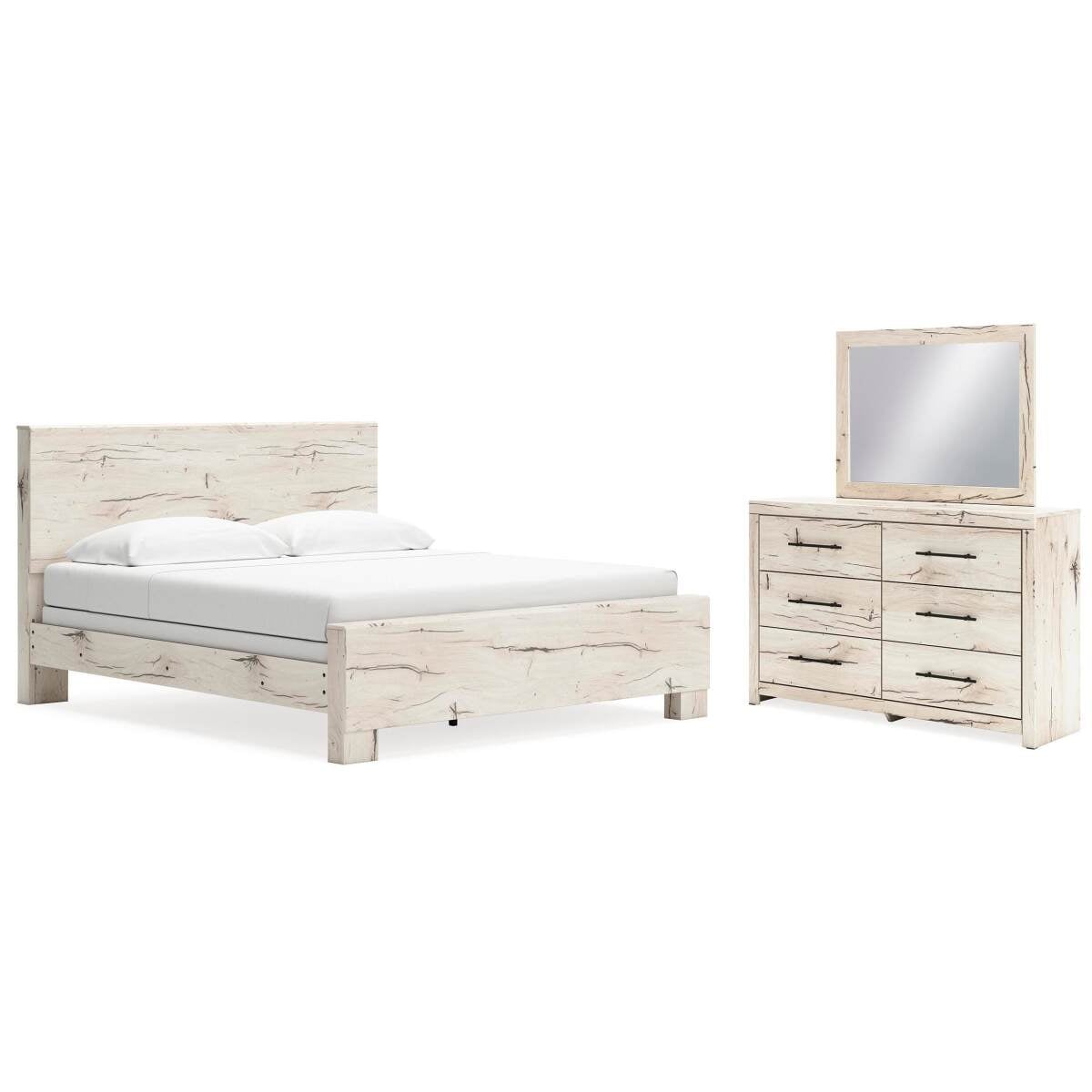 e3f844bc066021d51e4fb4471e26b4b7 Lawroy King Panel Bed, Dresser and Mirror - Image 1