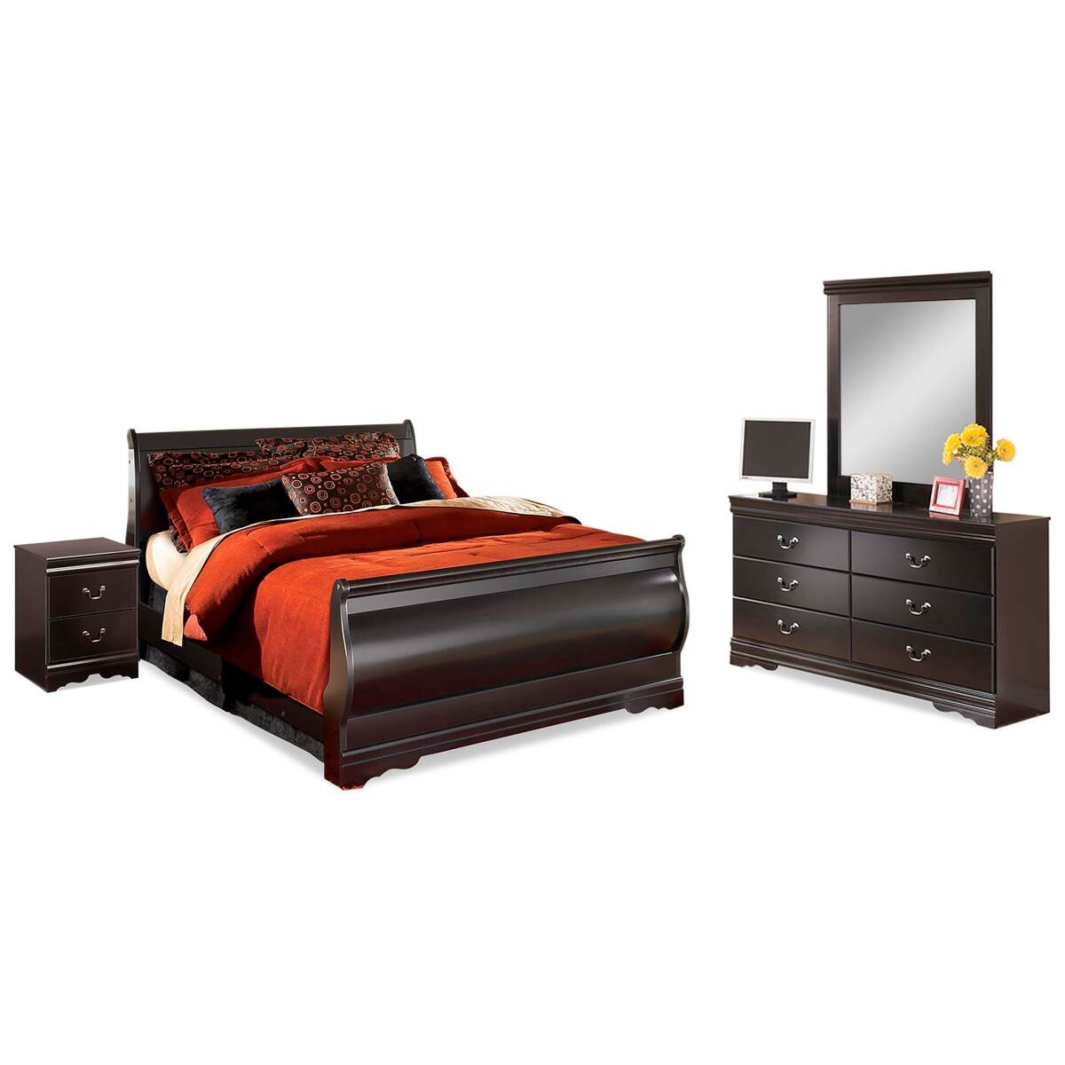 e4cf59805d422f721b419f4cc4a58db6 Huey Vineyard Queen Bed with Mirrored Dresser and Nightstand - Image 1