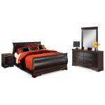 Huey Vineyard Queen Bed with Mirrored Dresser and Nightstand
