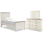 Willowton Twin Panel Bed, Dresser and Mirror