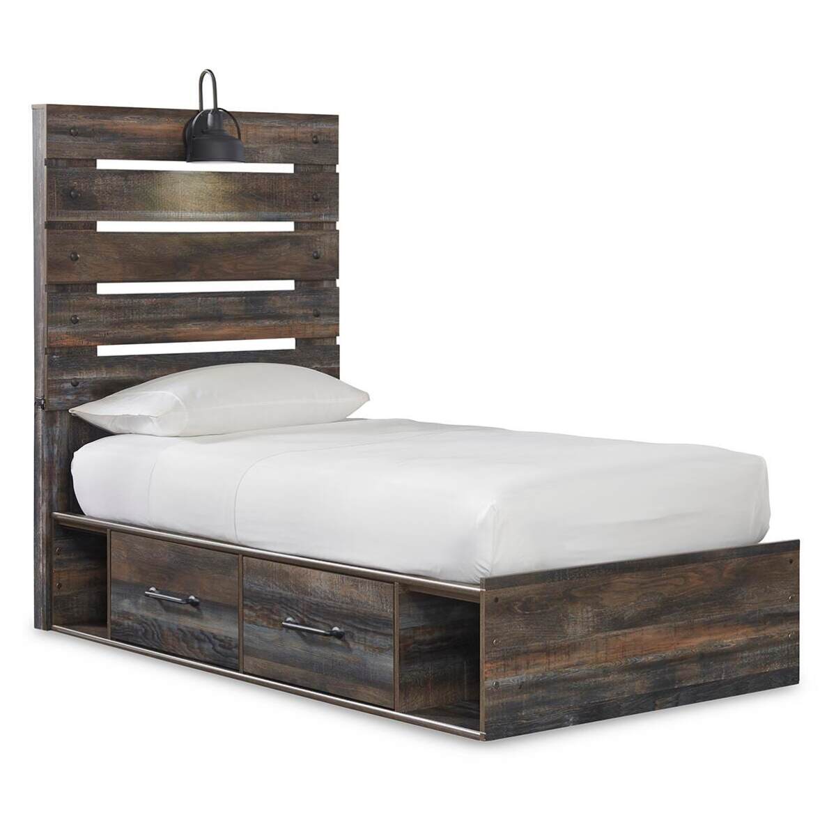 e57610952b60481e5d08f36f18e63c06 Drystan Twin Panel Bed with 2 Storage Drawers - Image 1