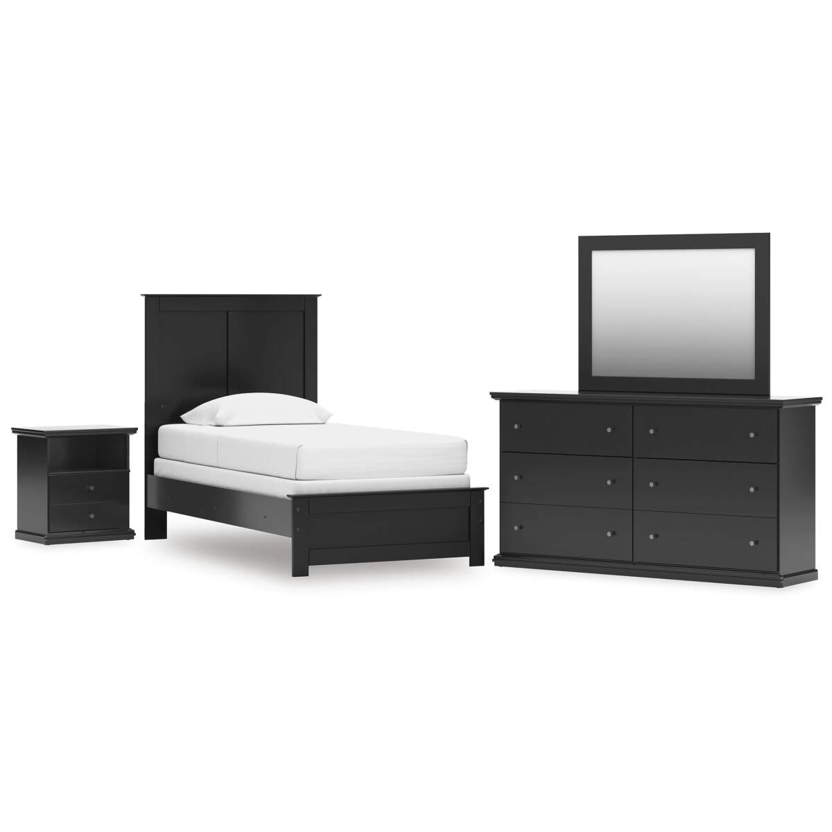 e5827281c7e7c024aec985a0dace7407 Maribel Twin Panel Bed, Dresser, Mirror and Nightstand - Image 1