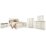 Willowton King Sleigh Bed, Dresser, Mirror, Chest and 2 Nightstands