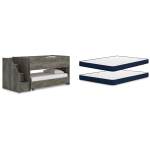 Frandern Twin Over Twin Loft Bed and Mattresses