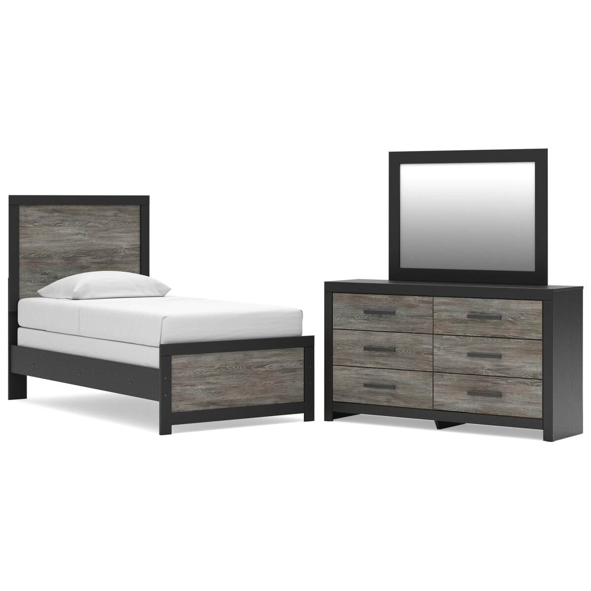 e91148b0a0b96675a0a2cdb842cbfd3f Broachmyn Twin Panel Bed, Dresser and Mirror - Image 1