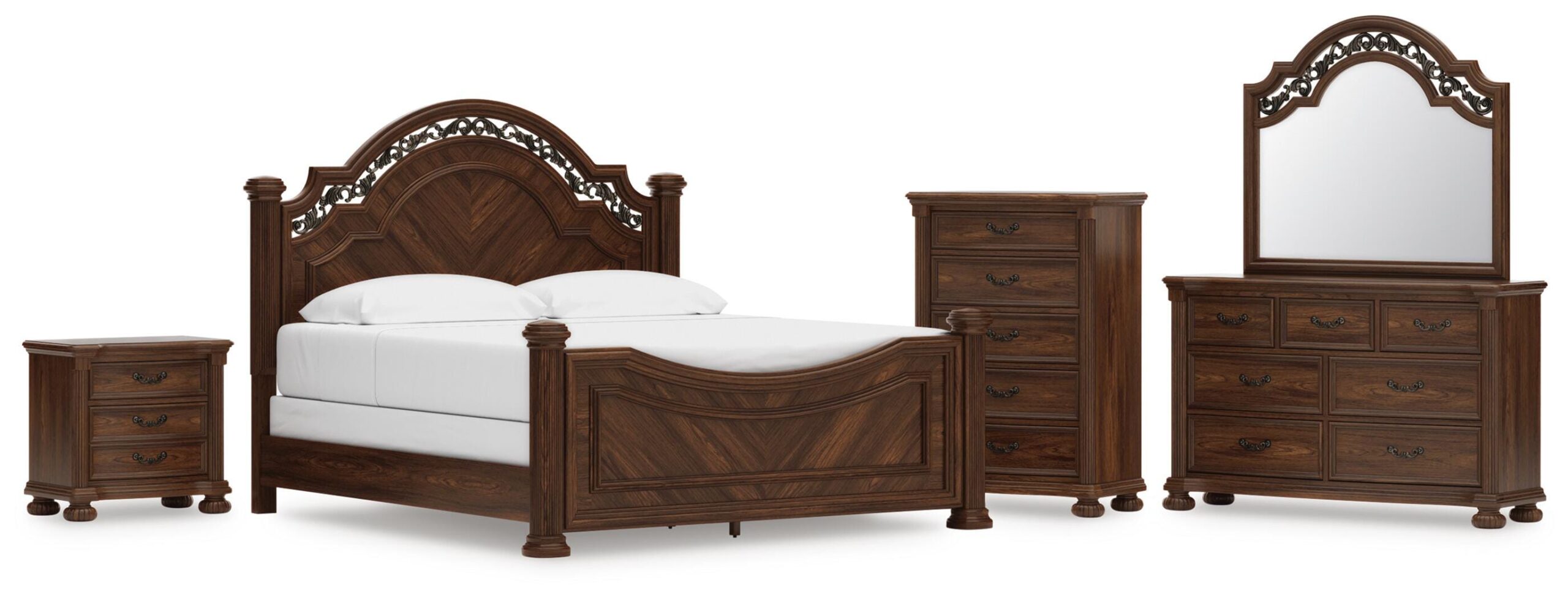 e918b6dc4f1362ca7c24c11cd0a52a1b Lavinton King Poster Bed, Dresser, Mirror, Chest and Nightstand - Image 1