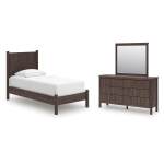Pamytta Twin Panel Platform Bed, Dresser and Mirror