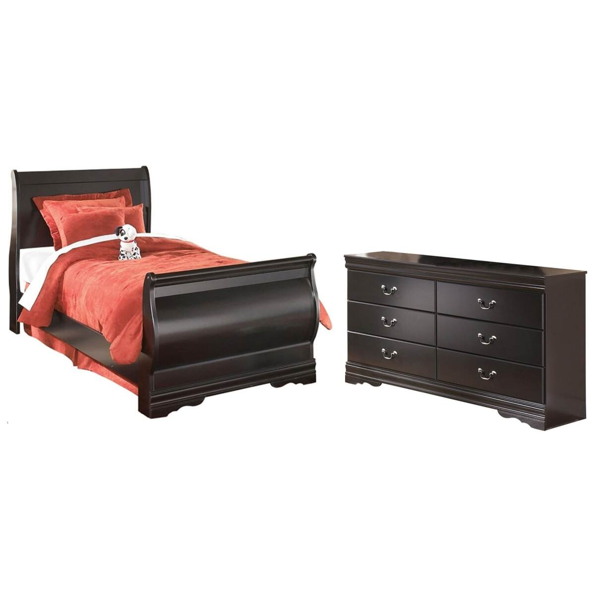 eaae0a6d1aca7e75a805fda340ced8b2 Huey Vineyard Twin Sleight Bed and Dresser - Image 1