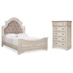 Realyn Queen Upholstered Panel Bed and Chest