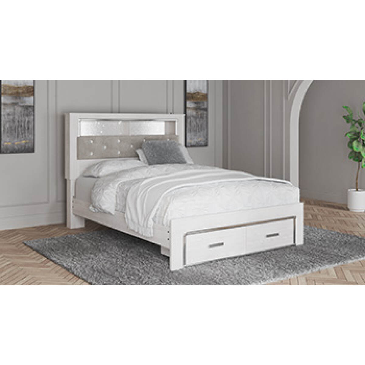 eba61f12f658bb85fd7d9b6f28875b1f Altyra Queen Upholstered Bookcase Bed with Storage - Image 1