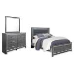 Lodanna Queen Upholstered Panel Bed, Dresser and Mirror