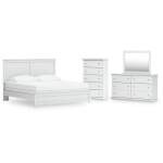 Bostwick Shoals King Panel Bed, Dresser, Mirror and Chest