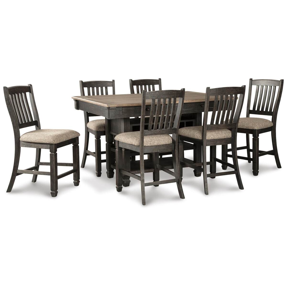ede1ba7ceada8945fa94588f0a90b8a4 Tyler Creek Counter Height Dining Table and 6 Barstools - Image 1