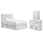 Makidern Queen Panel Storage Bed, Dresser and Mirror