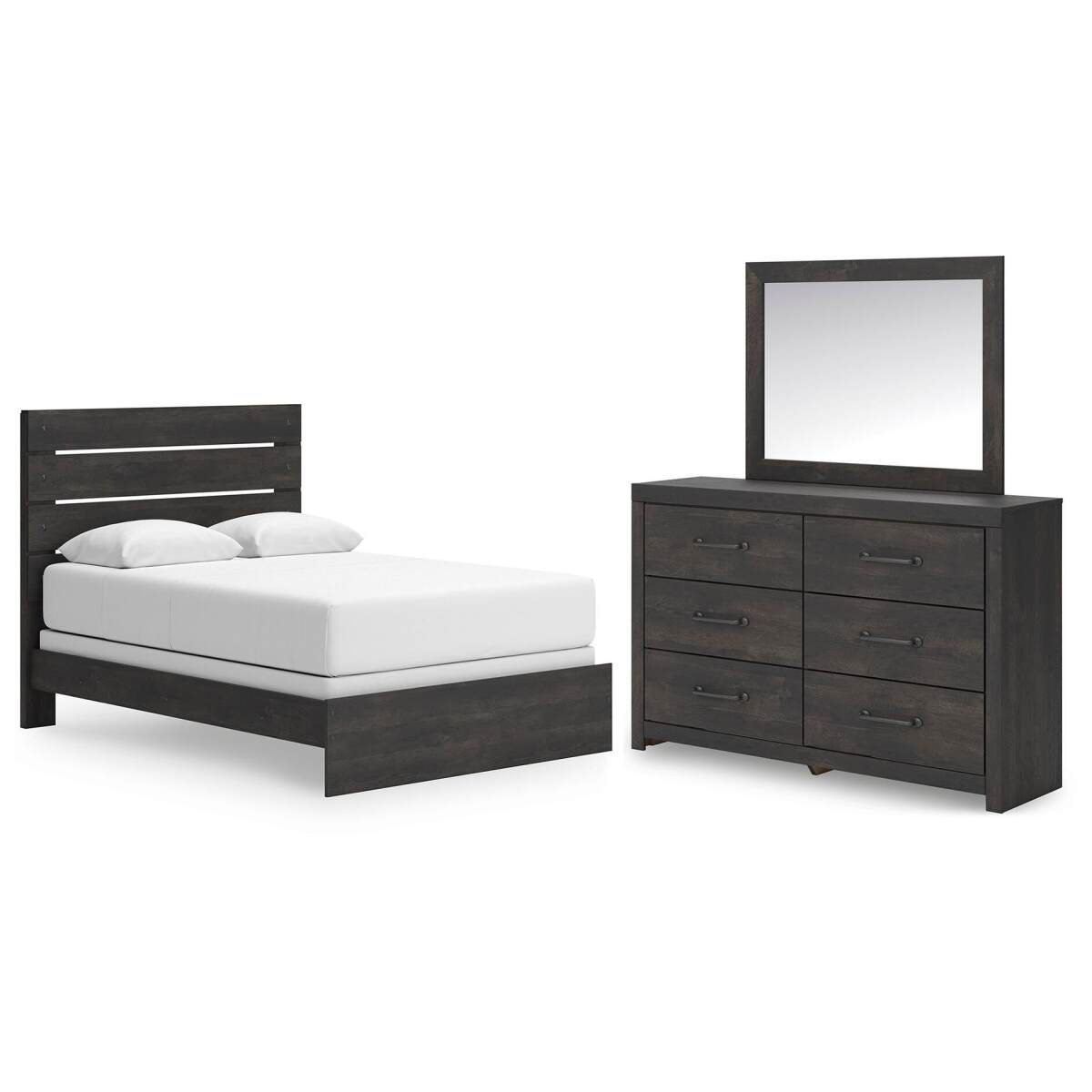 eeb76919ba466cf3c01d691a6b2ca228 Hollivern Queen Panel Bed, Dresser and Mirror - Image 1