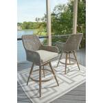 Seton Creek Outdoor Bar Height Barstool with Cushion (Set of 2) - Image 3