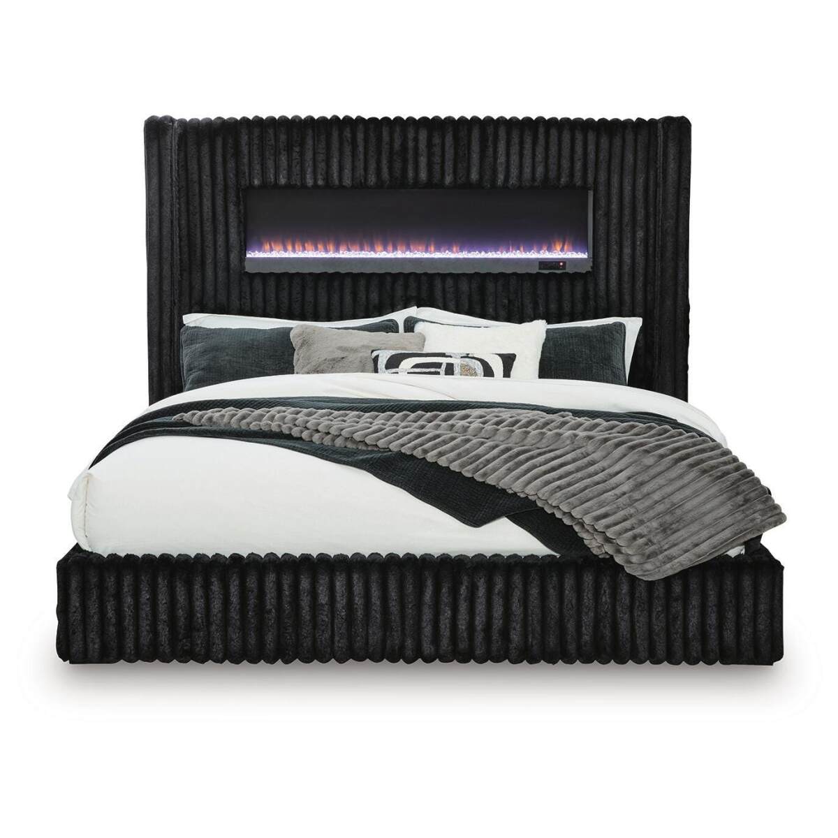 f02b187d459d7a8cf49c3112feb80cc2 Tayleena Queen Upholstered Bed with Fireplace and Wireless Audio - Image 1