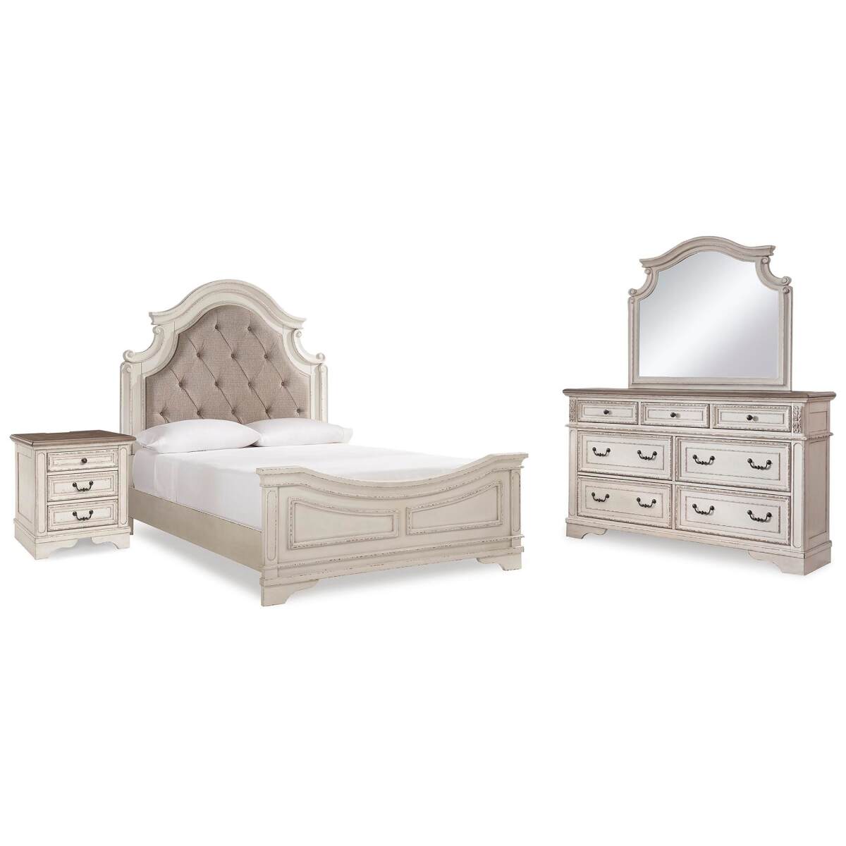 f0f636830cb7d5d97c9f27a517e69568 Realyn Queen Bed with Mirrored Dresser and Nightstand - Image 1