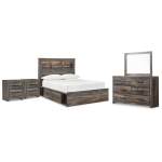 Drystan Full Bookcase Storage Bed, Dresser, Mirror and 2 Nightstands