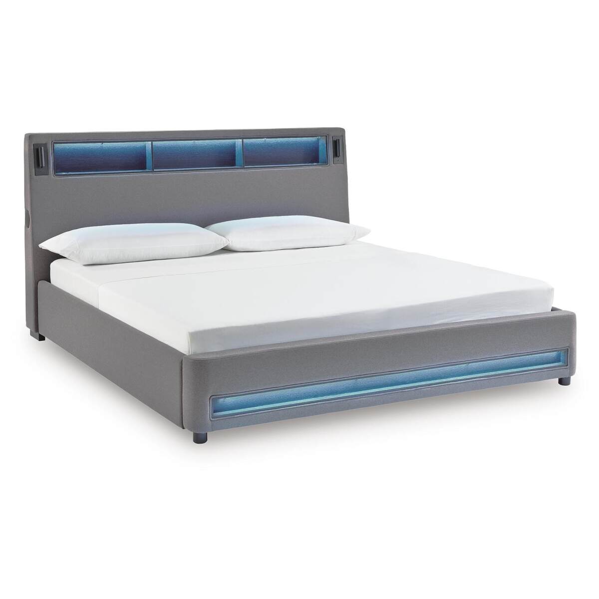 f2b360fe0cb310341845070b398efcb6 Verishaw California King Upholstered Bed with Wireless Audio - Image 1