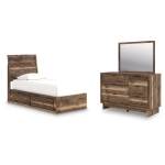 Chirason Twin Panel Bed with Storage, Dresser and Mirror - Image 2