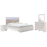 Altyra King Upholstered Storage Bed, Dresser, Mirror and 2 Nightstands