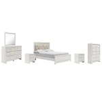 Altyra Queen Upholstered Panel Bed, Dresser, Mirror, Chest and 2 Nightstands
