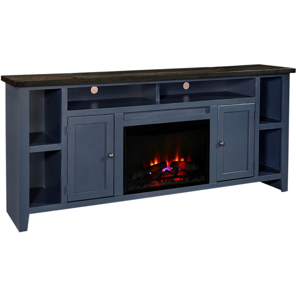 f93b690efcb82b9c033d894b25c2fb97 Eastport 84" Fireplace Console W/ 2 Doors ME1902-MBL ME1902-MBL - Image 1