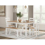 Gesthaven Dining Table with 4 Chairs and Bench (Set of 6)