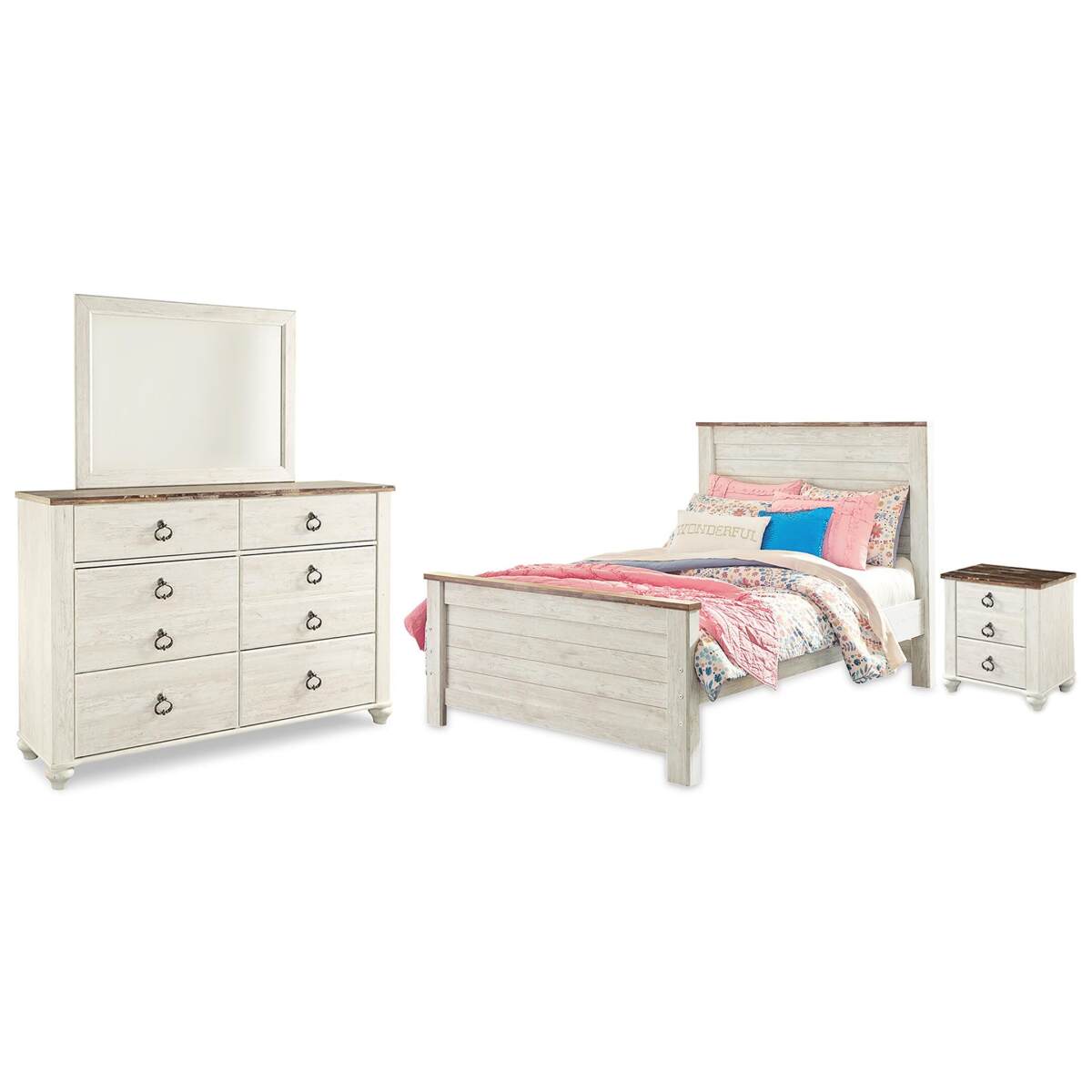 fa443b5dffc233d639bfde9b2cbbef8d Willowton Full Panel Bed, Dresser, Mirror, Chest and Nightstand - Image 1