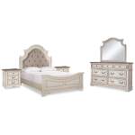 Realyn Queen Upholstered Panel Bed, Dresser, Mirror and 2 Nightstands